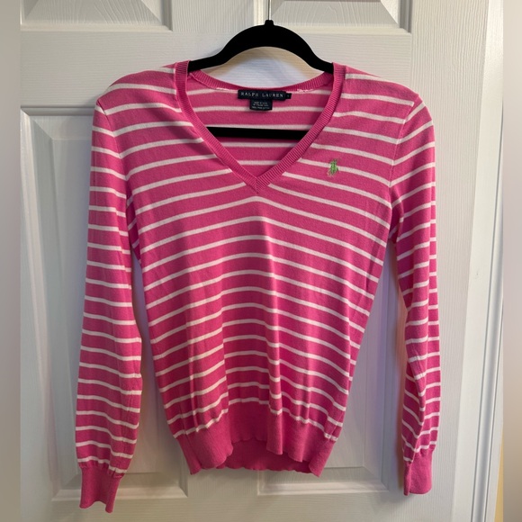 *NWOT* Ralph Lauren Striped V-Neck Sweater, Size Small - Picture 7 of 15